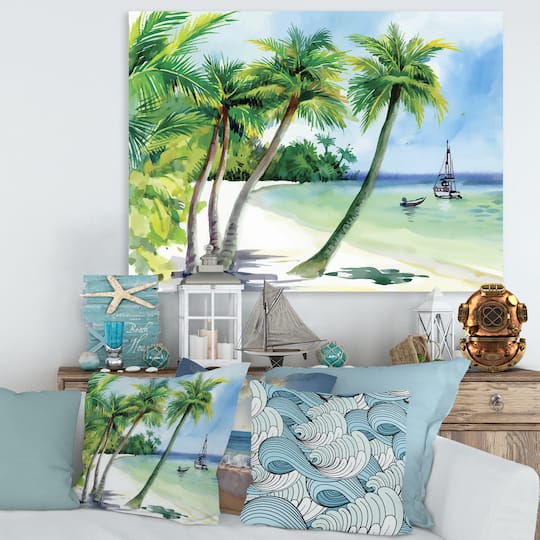 Designart - Summer Beach With Palm Trees